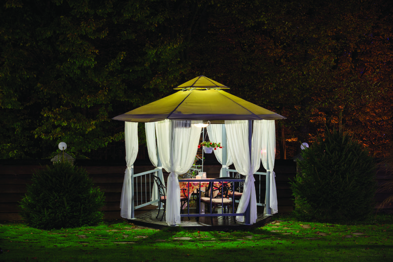 Garden gazebo on the stilt level